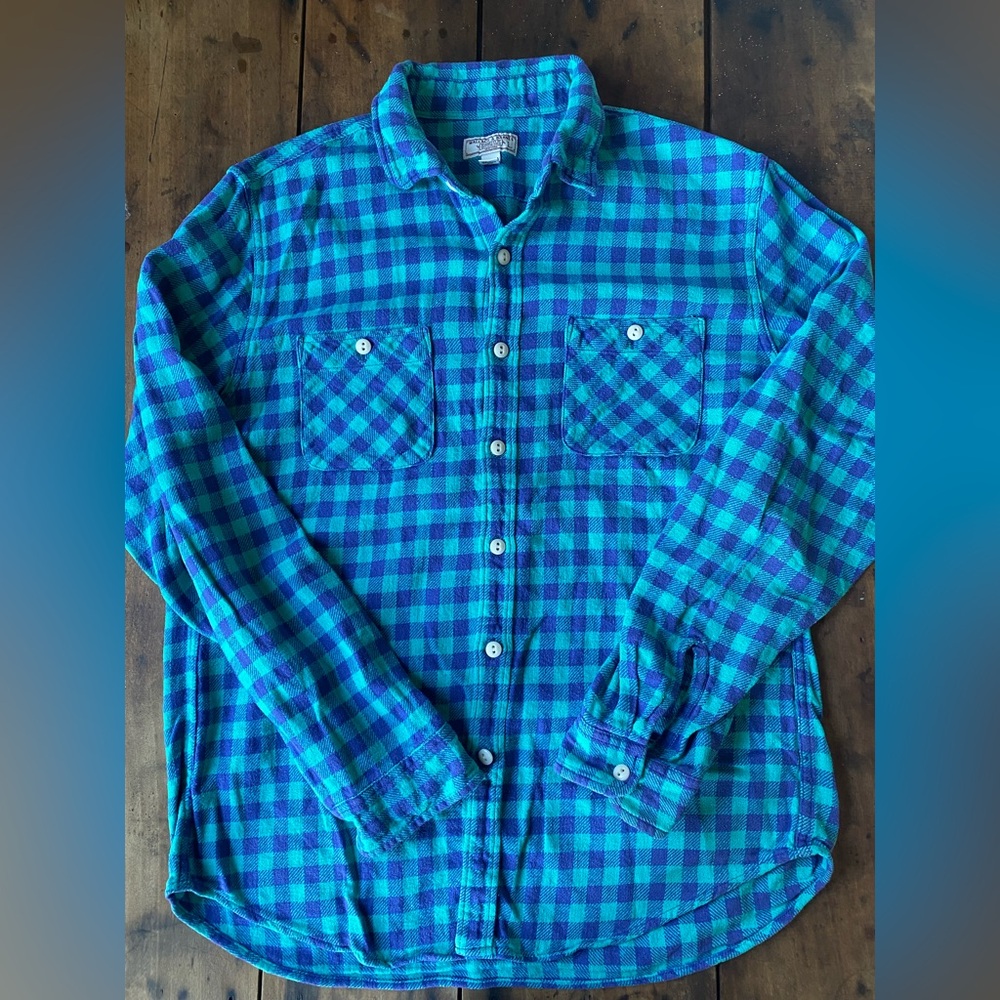Blue and Black Checkered Men's Shirt Jacket